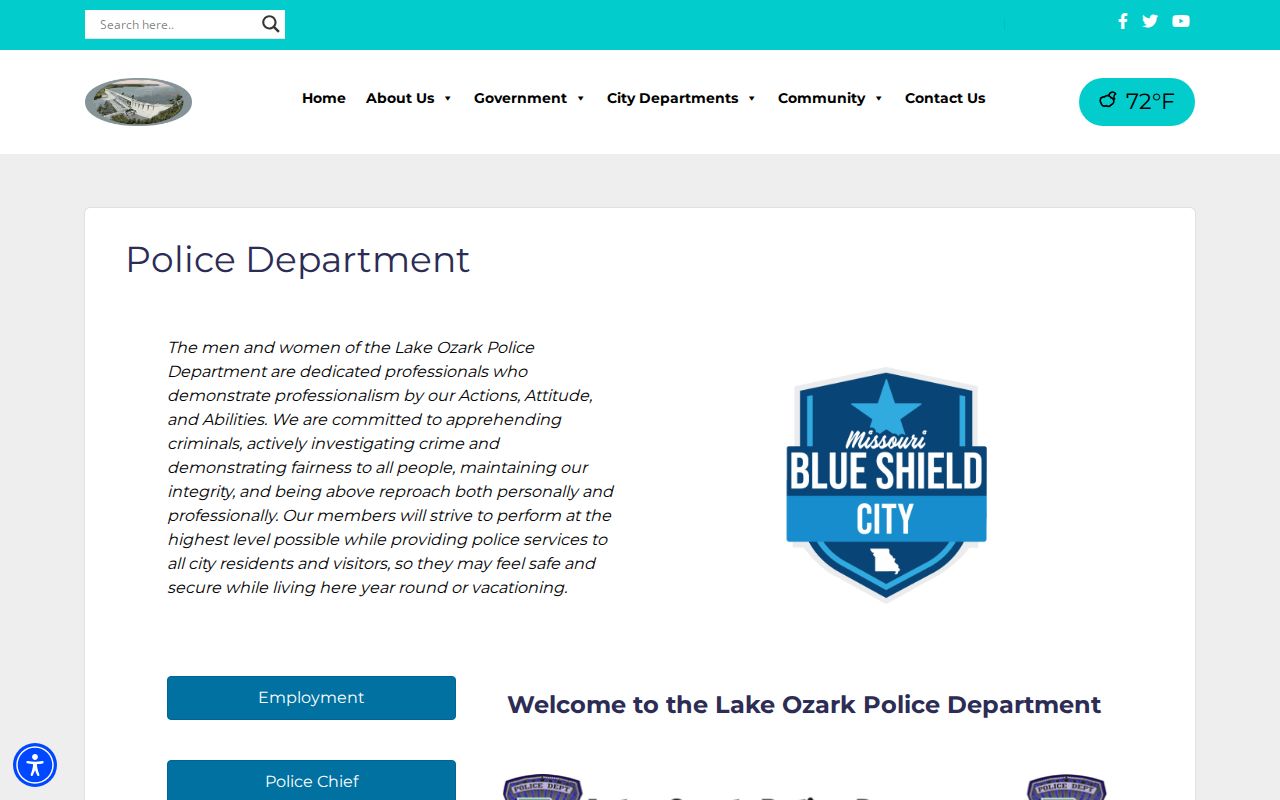 Official Lake Ozark Police Department records and contact page