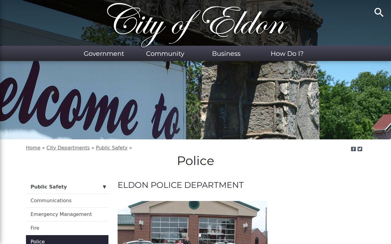 Miller County criminal history Eldon Police Department page
