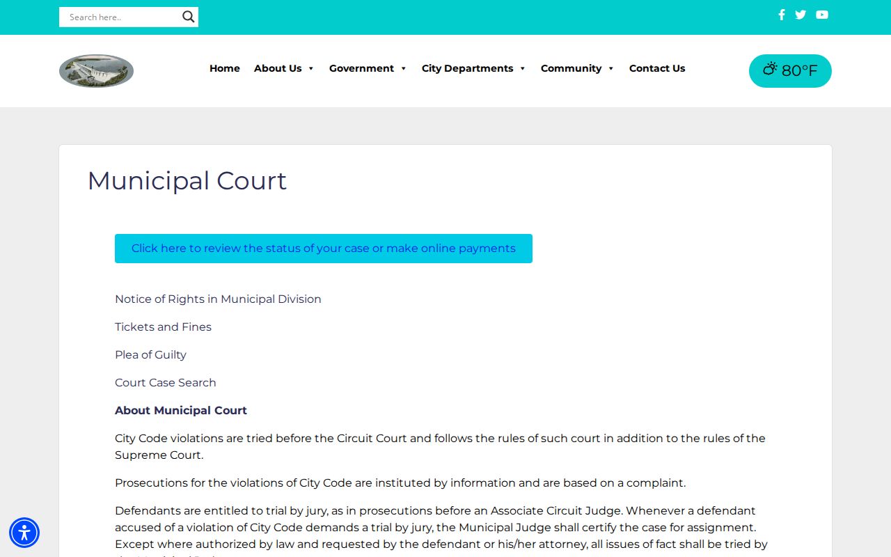 Lake Ozark municipal court information and court case access page